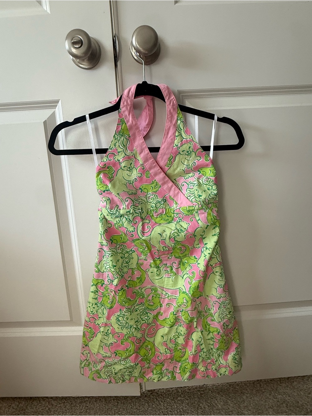 Lilly Pulitzer Pink & Lime Green Paisley Halter Dress